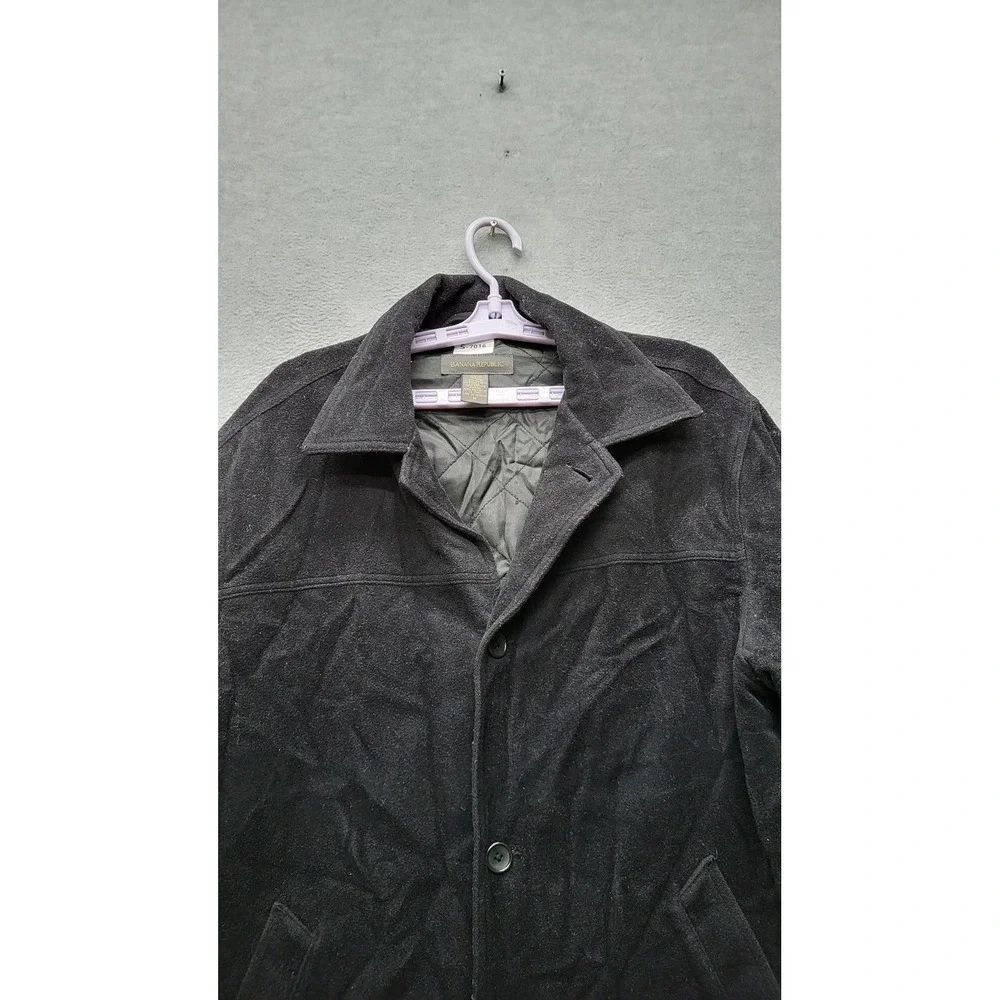 Banana Republic Men Jacket M Black Fibers Other Wool Button Quilt Lined